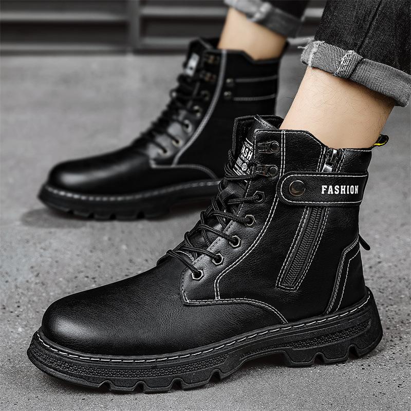 Хлопковая обувь мужская осенне-зимняя бархатная теплая мужская обувь для спорта на открытом воздухе высокие ботинки Martin износостойкие ботинки на толстой подошве