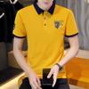 Летняя мужская футболка с коротким рукавом, рубашка поло, футболка с коротким рукавом с вышивкой и лацканами