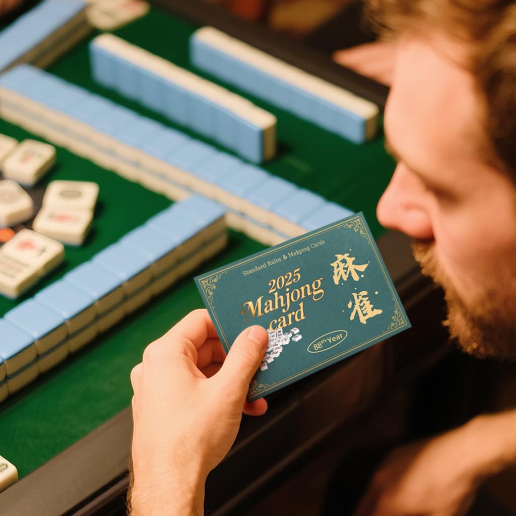 Плитки маджонга 2025, Плитки американского маджонга с печатью крупным шрифтом, 4 листа Набор правил 2025 последней редакции, Легко читаемые плитки маджонга