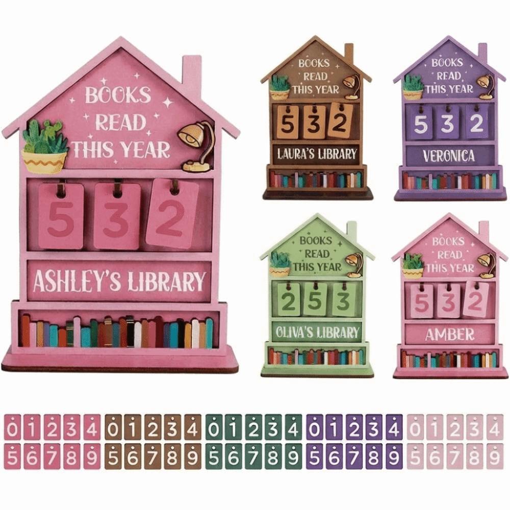 Wooden Reading Challenge Tracker Read This Year Handmade Reading Tracker Hanging Signage House Design Eco-Friendly