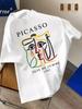 Unisexs Picasso Unisex Head Portrait Print Tshirt Loosefitting Outdoors Artistic Style Short Sleeve Street Casual Wear