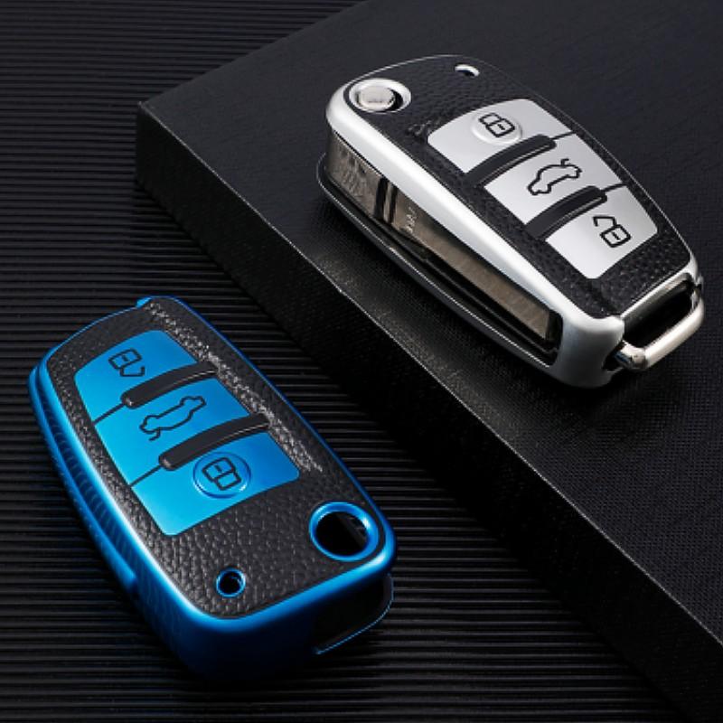 Модный чехол для автомобильного ключа из ТПУ, чехол-брелок для A3 8L 8P A4 B6 B7 B8 A6 C5 C6 4F RS3 Q3 Q7 TT 8L 8V S3, защитный держатель без ключа