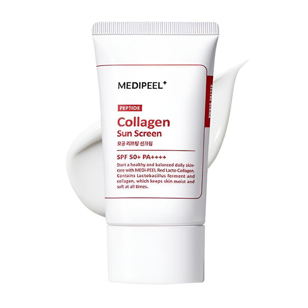 Medipeel Red Lacto Collagen Солнцезащитный крем для лица с лифтинг-эффектом и сужением пор SPF50+ PA++++ 50 мл - Интенсивный солнцезащитный крем для лица, сужающий поры и повышающий эластичность