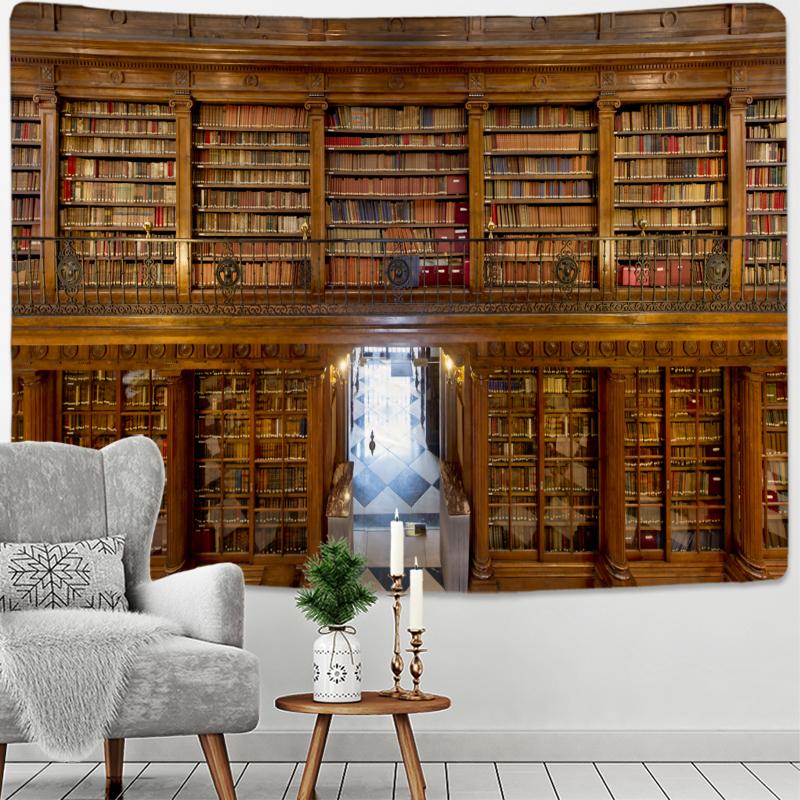 Ретро книжная полка, винный шкаф, 3d гобелен, художественный настенный чехол, покрывало, домашний декор для спальни, загадочная библиотека