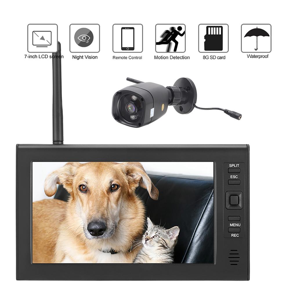 7-дюймовый ЖК-дисплей Беспроводной WIFI 4-канальный Система охранного монитора Дисплей+Камера 3 шт. ИК-камеры Карта памяти