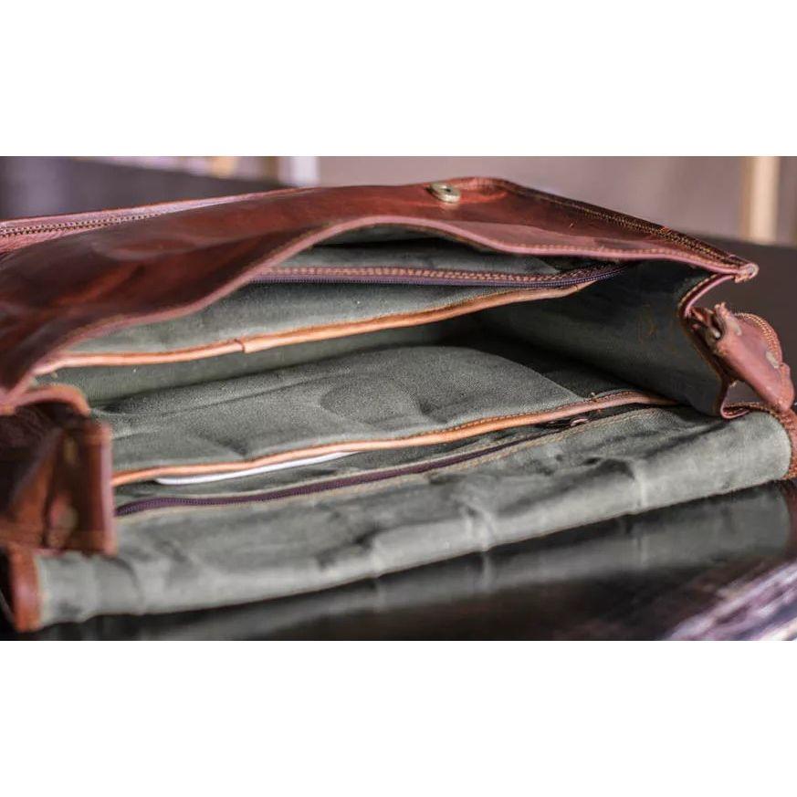 Men's (Vintage) Brown Leather Full Flap Messenger Laptop Satchel Shoulder Bag