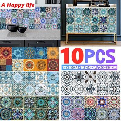 10x10/15x15/20x20/30x30 см ПВХ плитка с цветком, наклейки на плитку, водонепроницаемая наклейка на стену, наклейка для ванной комнаты, украшение для кухни