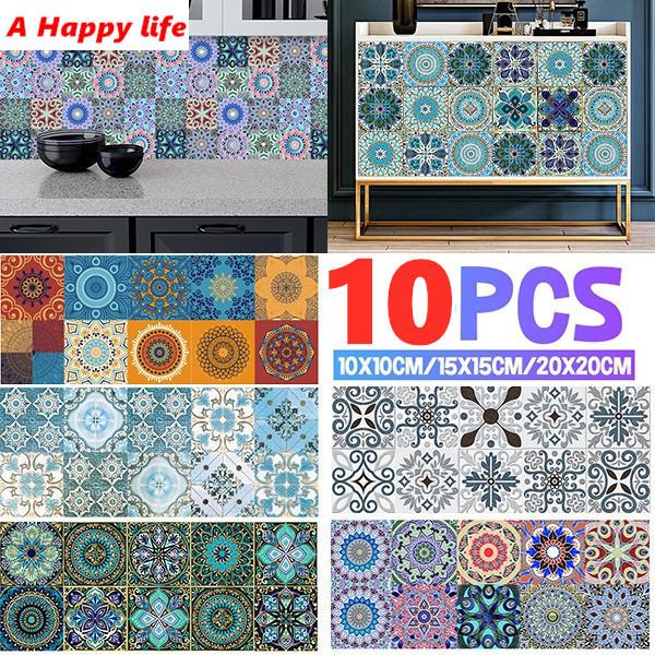 10x10/15x15/20x20/30x30cm PVC Flower Tile Tiles Decals Waterproof Wall Sticker Bathroom Sticker Kitchen Decoration