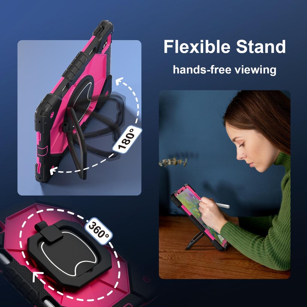 For Apple iPad Pro 11 (2021) 360° Rotating Grip Heavy Duty Protection Stand TPU+PC 3in1 Anti-knock Shockproof Tablets PC Case