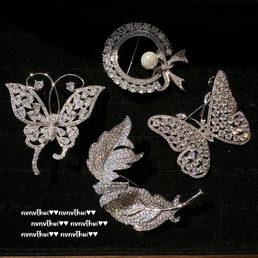 Брошь-заколка «Секретное царство», яркая бабочка, летающий драгоценный камень, «Галактическая яркость», покрытие 18 карат золотом, брошь-венок с бантом и цирконами