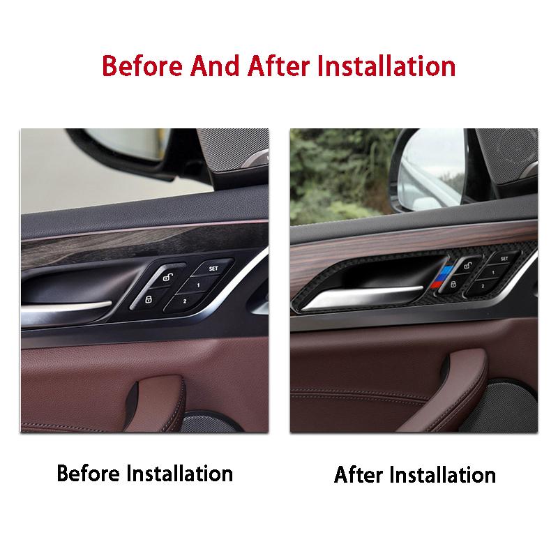 4 шт., внутренняя дверная ручка из углеродного волокна, накладка на отделку автомобиля, Стайлинг автомобиля для BMW X3 X4 G01 G02 G08 2018-2022, автомобиль