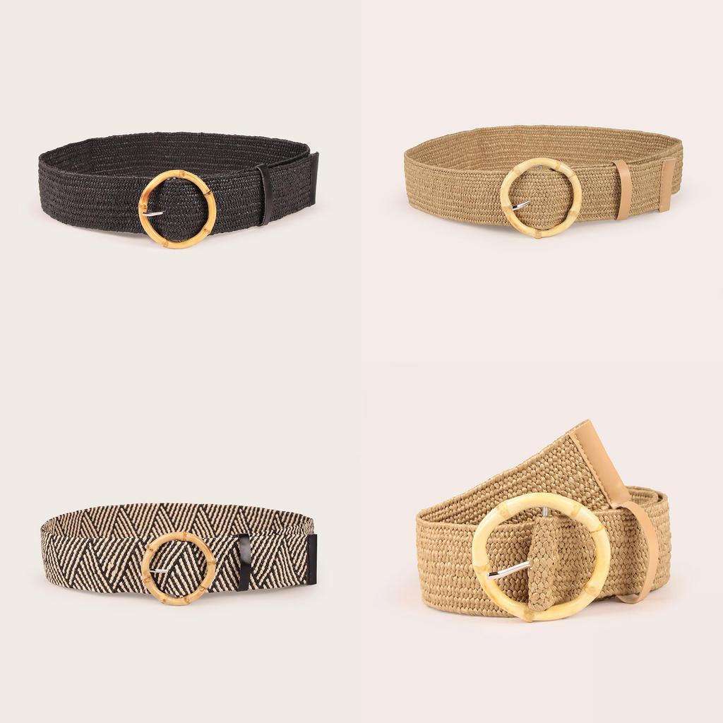 Богемный плетеный нейлоновый ремень с пластиковой пряжкой для женщин, повседневная мода