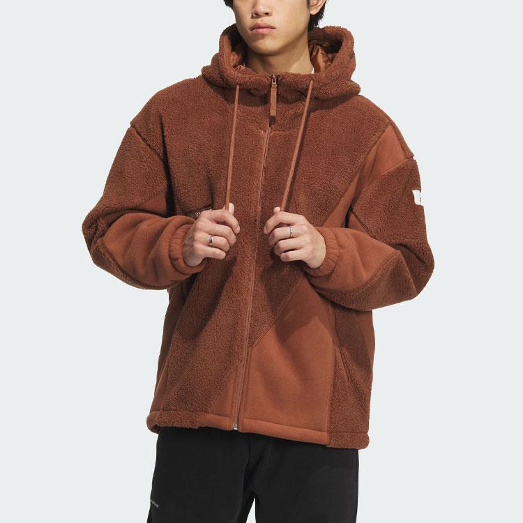 Adidas Lounge Jacket Solid Color Logo Casual Sport Jacket Men Outerwear Brown IP4975