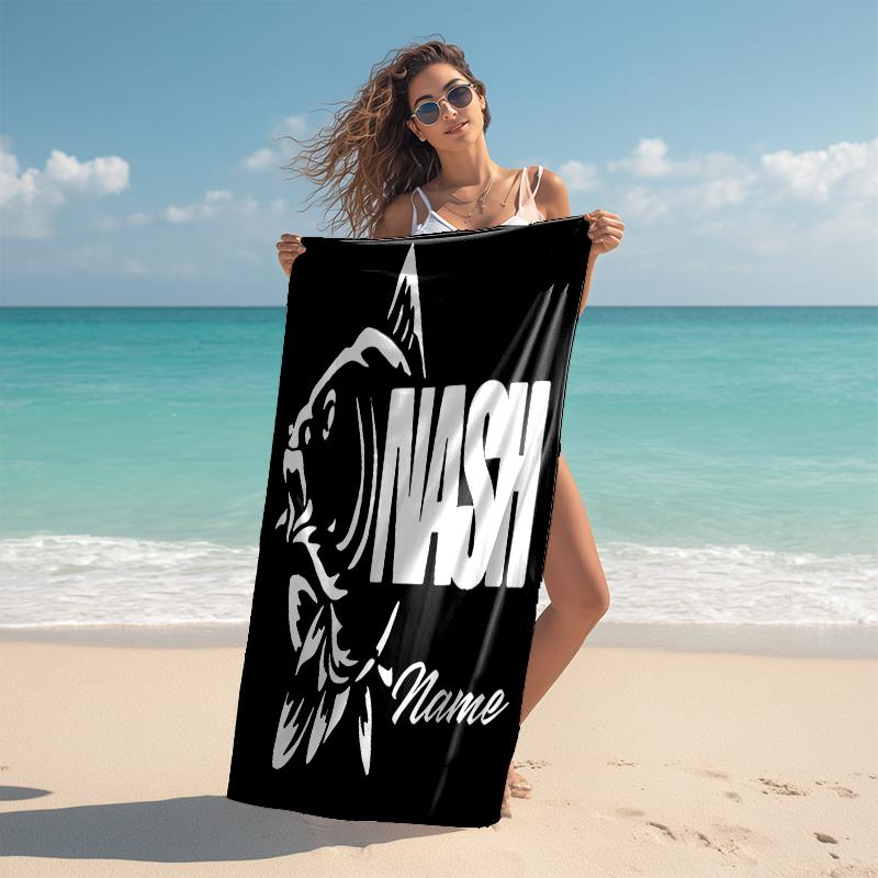Personalized customized proof beach towel with Nash logo pattern - soft, absorbent,quick-drying,perfect swimming,camping&bathing