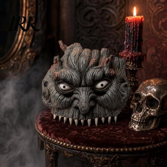 Halloween Tree Demon Mask Mask, Realistic Half Face Comfortable Intricate Horror Adjustable Strap for Cosplay Party Costume Props Bark Texture