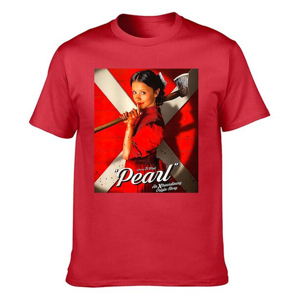 Unisexs Cotton Tshirt Pearl Movie Poster Print Casual Short Sleeve Tee An Extraordinary Origin Story Horror Film Graphic Top For
