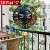 Stainless Steel Dragonfly Wind Spinner 25cm Colorful Floral Kinetic Sculpture for Garden Patio Indoor Outdoor Decor Holiday Gift
