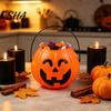 Halloween Party Favors Pumpkin Candy Bucket, Plastic Treat Holder with Handle, Outdoor Ornaments Favor Storage Container, Trick-or-Treat Gift