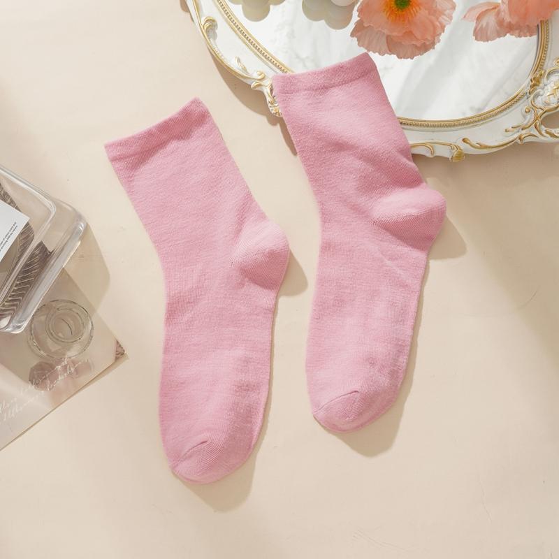 Autumn Winter Soft Comfort Breathable Dress Socks for Women Womens Cotton Crew Socks  Above Ankle Crew Socks for Casual