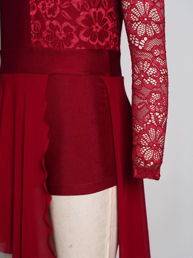 Детское лирическое танцевальное платье для девочек, кружевной лиф с цветочным принтом, шорты для мальчика с асимметричным подолом, цельный комбинезон