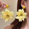 Bohemian Ethnic Yellow Large Flower Stud Earrings - Exaggerated Design for Versatile Vacation Style