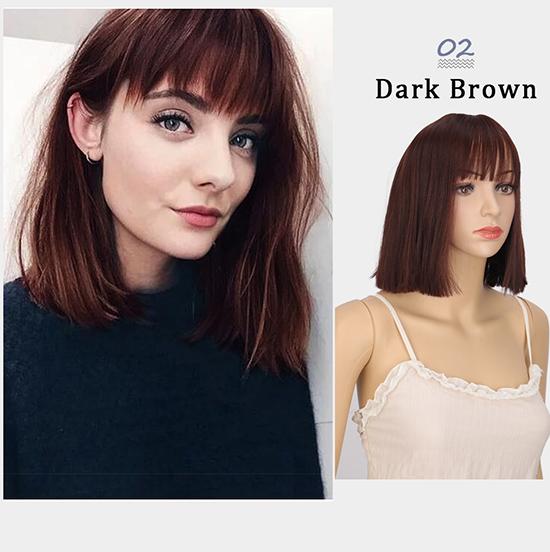 Короткий парик из прямых волос, коричневый BOB Лю Хай, женский парик, высокая термостойкость