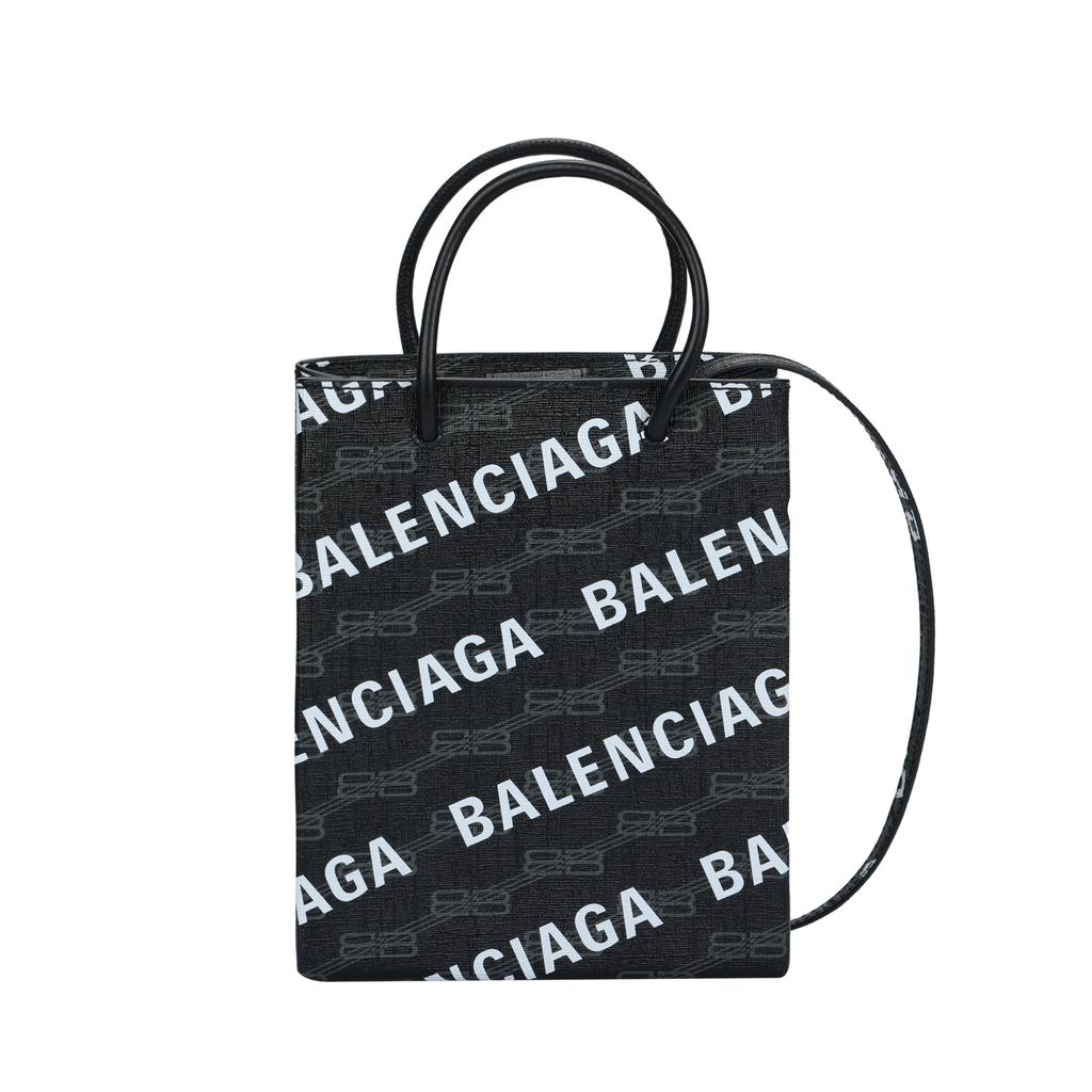 Balenciaga Bb Monogram Series Logo Print Adjustable Detachable Shoulder Strap Coated Canvas Large Shoulder Crossbody Tote Bag 693805210HB1060