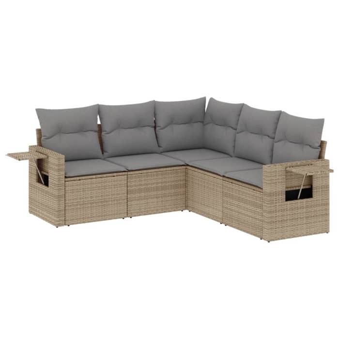 VidaXL Salon de Jardin avec Coussins 5 pcs, Canapés de Terrasse, Ensemble de Meubles de Patio, Mobilier d'Extérieur, Beige 3220148