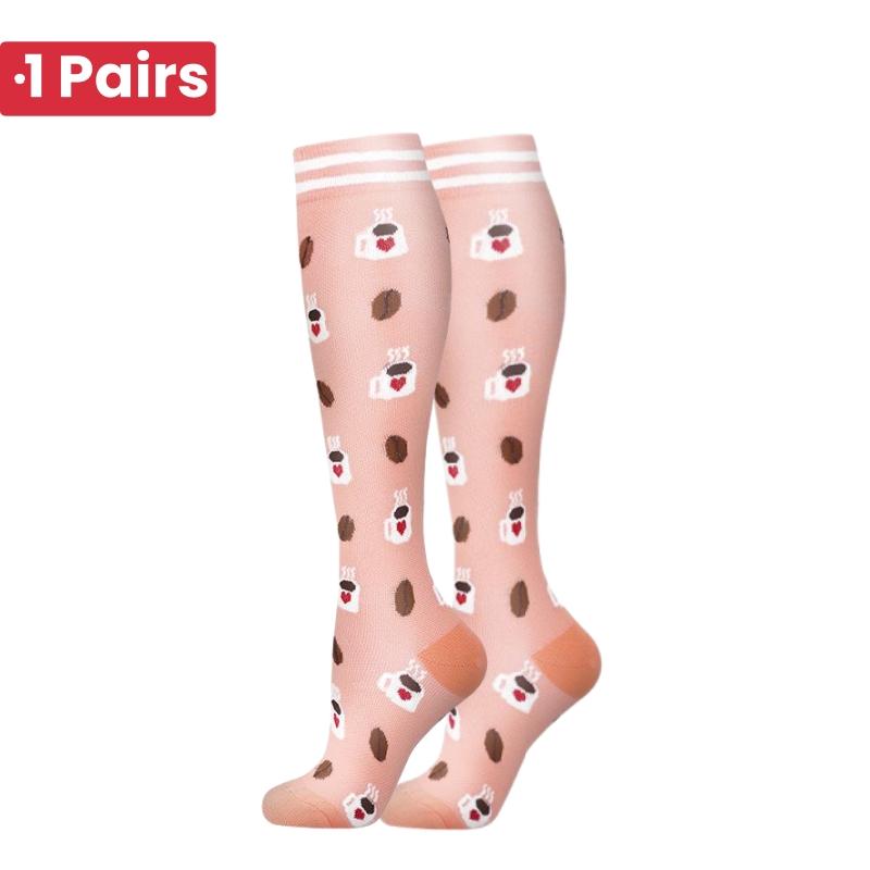 1 Pair Cute Cat Compression Socks Knee High 20-30 Mmhg Fit Medical Edema Diabetes Varicose Veins Running Sports Socks