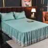 Новая однотонная юбка-кровать в стиле принцессы, кружевной чехол, уродливый фартук для кровати, защитные рукава, универсальны круглый год