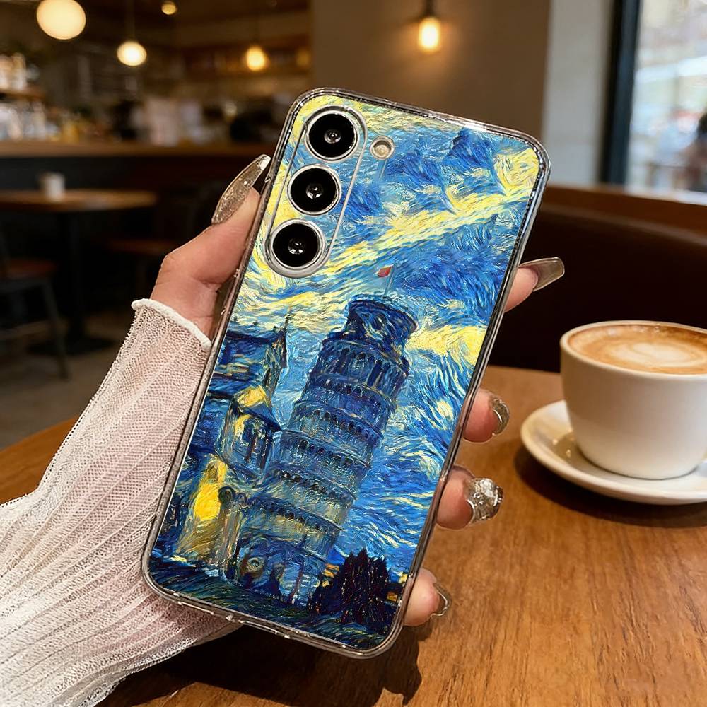 Чехол для телефона в стиле Ван Гога, городская архитектура, для Samsung Galaxy S24 S25 S23 S22 S21 Plus S24 S25, прозрачный чехол