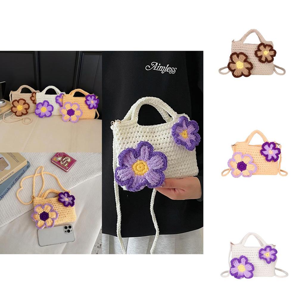 Soft Cottontextured Small Shoulder Bag With Flower Design For Daily Wear