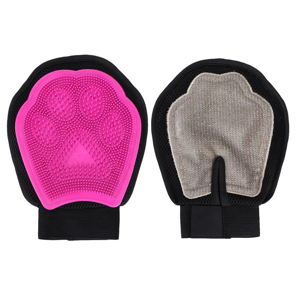 1PCS Pet Dog Cat Breathable Massage Glove Grooming Hair Comb Cleaning Bath BrushPink