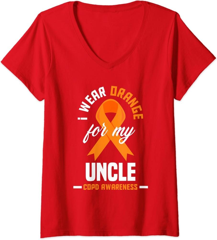 I Wear Orange For My Uncle COPD Warrior COPD Awarenes Ladies' V-Neck Tshirt Unisex T-Shirt
