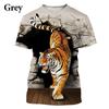 Футболка с принтом тигра и диких животных, летняя, мужская/женская, с круглым вырезом, повседневная, с коротким рукавом, свободного покроя, модная мужская одежда
