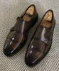 Joenshoe Russell Classic Middle Upper Crosshair Monk Strap Dark Brown