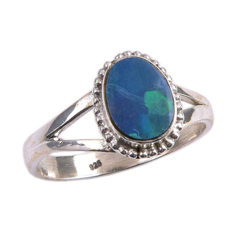 Natural Australian Opal Gemstone Handmade 925 Solid Silver Gift Ring S.9.5 J3c40