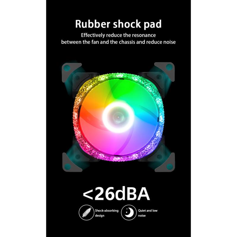 Вентилятор охлаждения процессора Argb, цветной радиатор, 12 см, синхронный охлаждающий вентилятор с ШИМ-контролем температуры для
