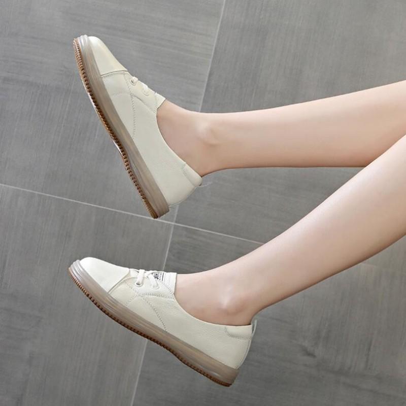 Модная женская повседневная обувь из натуральной кожи больших размеров, весенние вулканизированные туфли, женская обувь для скейтбординга, осенние маленькие белые кроссовки