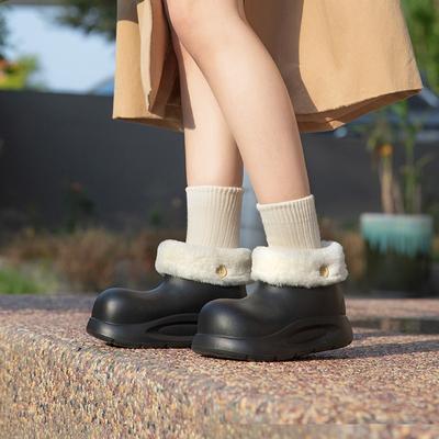Водонепроницаемые хлопковые туфли женские зимние простые модные дождевые туфли для улицы на толстой подошве нескользящие плюшевые теплые пушистые короткие ботинки