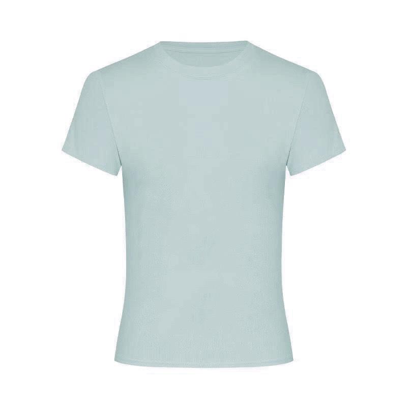 2025 Корейский стиль Приталенная однотонная футболка с коротким рукавом для женщин