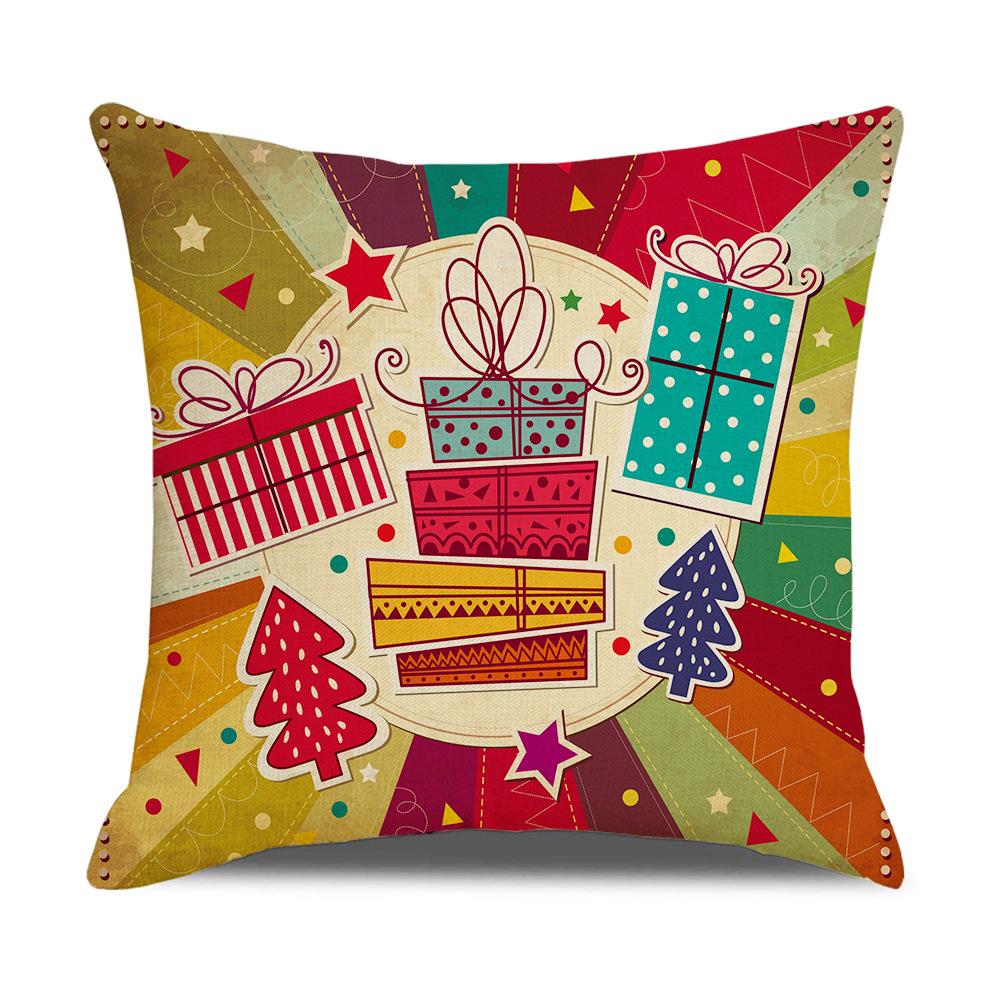 New Sofa Pillow Cover Santa Claus Cartoon Print Holiday Gift Home Soft Furnishing
