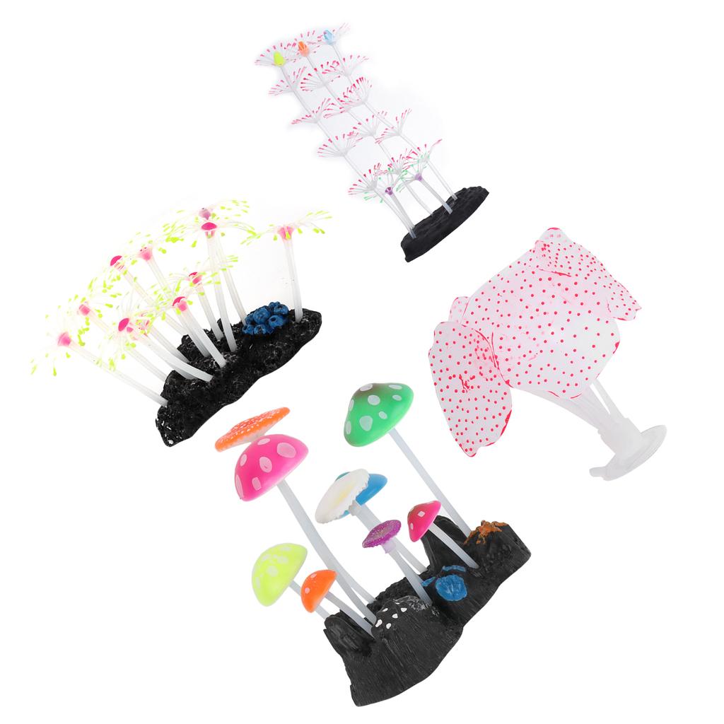 Aquarium Decoration Set Glowing Silicone Coral Decoration Luminous Aquarium Coral Ornaments