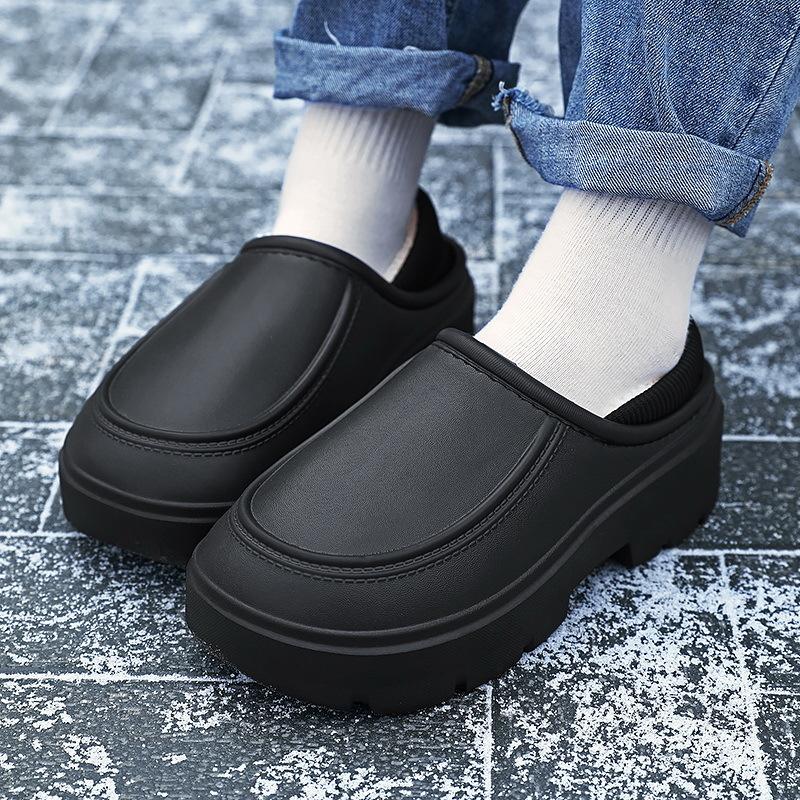 Теплая зимняя хлопковая обувь, женские теплые меховые домашние тапочки, нескользящие плюшевые тапочки из ЭВА, домашние тапочки для пар с толстой подошвой, шлепанцы