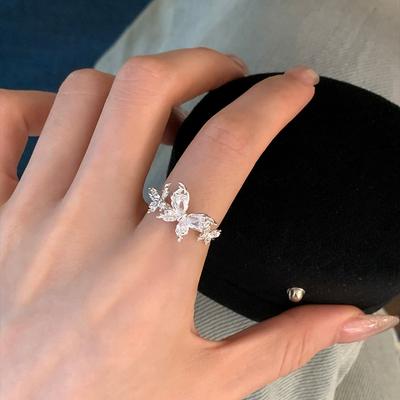 Серебряное кольцо-бабочка 925 пробы для женщин с цирконом, дизайн-насекомое, милое, романтичное, Ins, помолвочное украшение, подарок, дропшиппинг