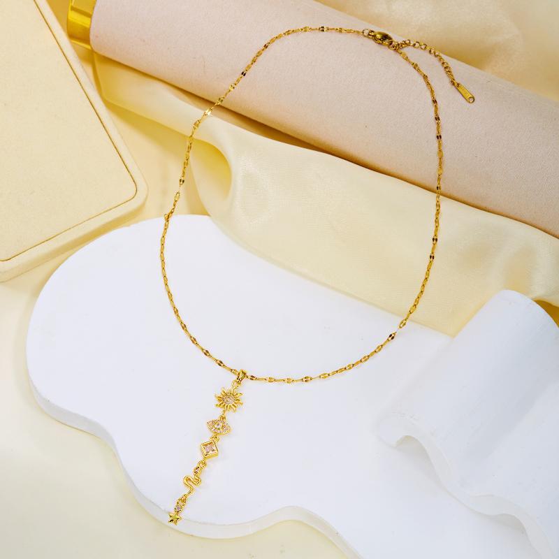 Dainty Tassel Eye Star Sun Necklace 1Pcs Light Luxury Elegant Temperament Jewelry for Girls Shopping Date Wear