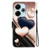 Handmade PU Leather Flip Case for Xiaomi Redmi 13 (4G) / Xiaomi Poco M6 4G Anti-Slip Shockproof Cover with Wrist Strap & Heart/Rose Cat Designs
