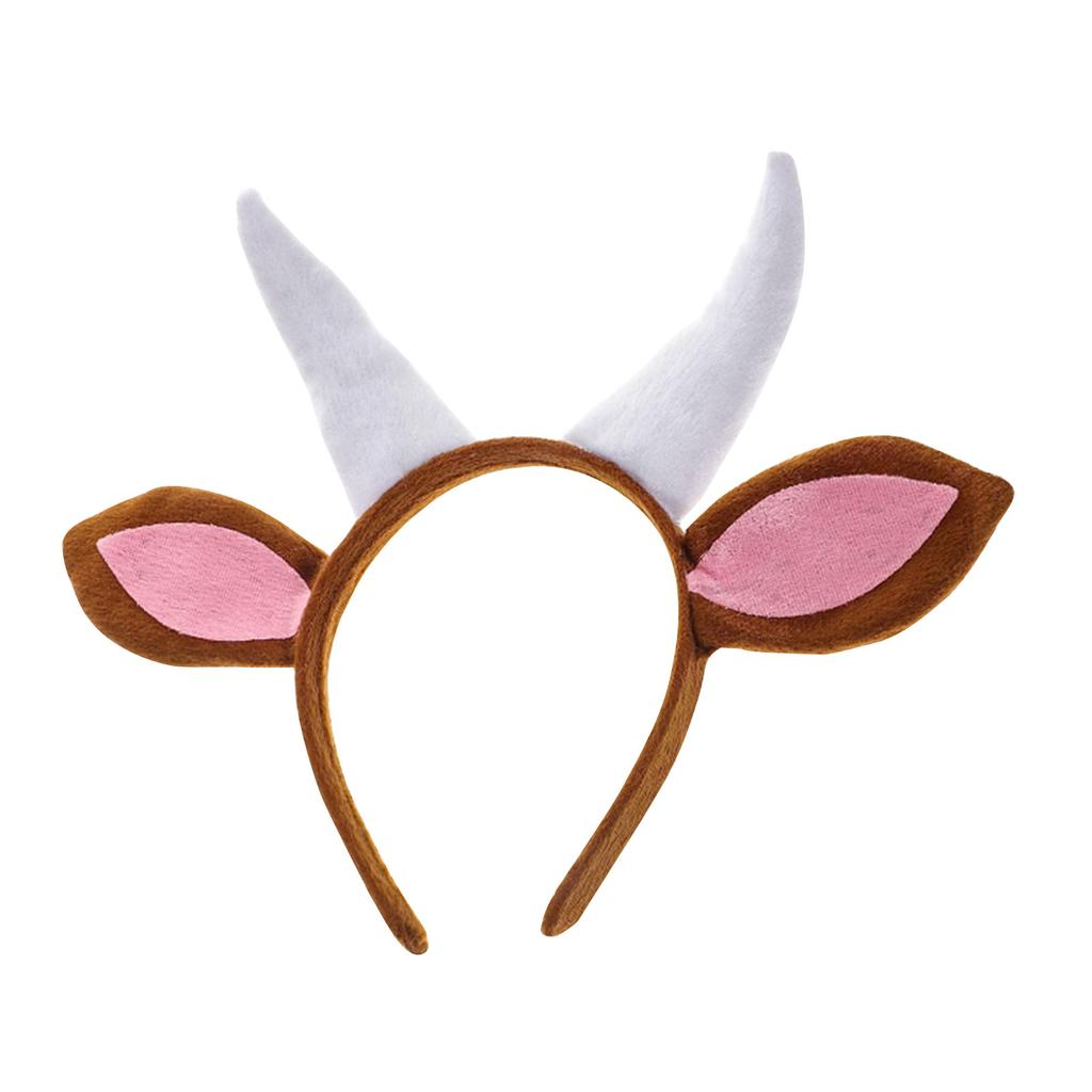 Soft Goat Lamb Headband Horn Animal Ears Hair Hoop for Kids Shows Fluffy Animal Hairbands Cartoon Costume