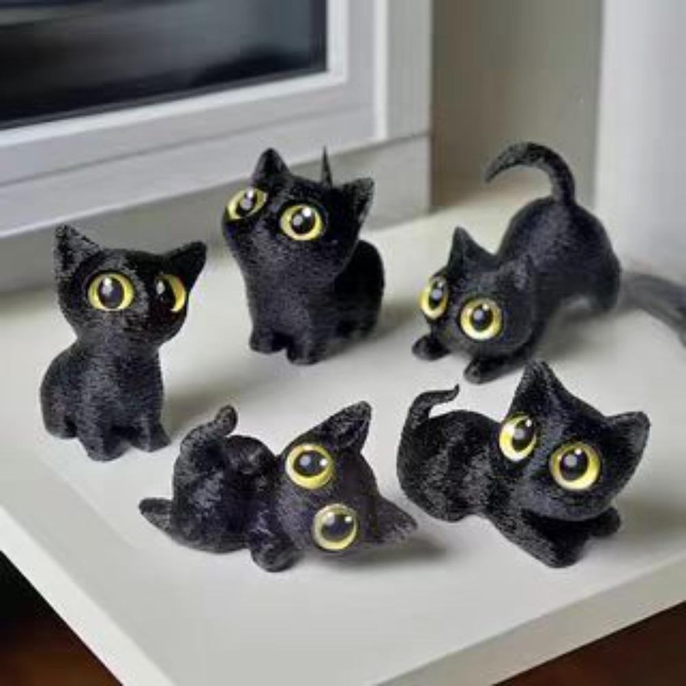 3D Printed Big Eye Cute Cat Figurines Desk Decoration Crafts Home Decor Kawaii Kitten Collectible Miniatures Birthday Party Gift