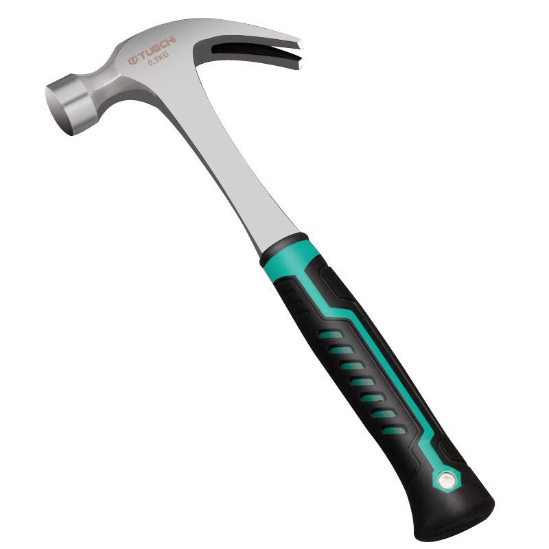 One-Piece Round Head Sheep Horn Hammer: Small Iron Woodworking Tool with Nail Puller and Iron Handle.